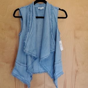 Style & Co Lightweight Soft Jean Vest Fringe Hem